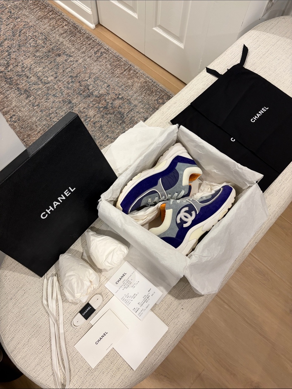 Chanel Blue & Purple Suede CC Logo Sneakers